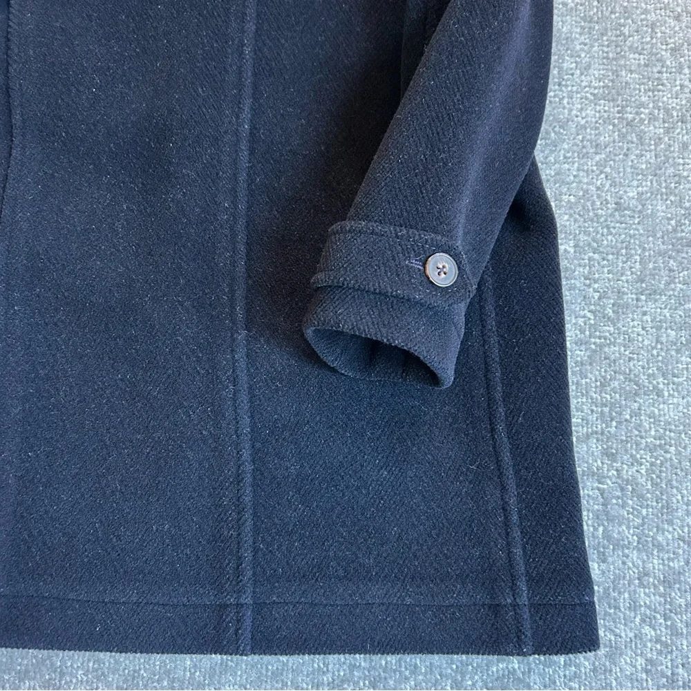 Vintage Jacadi Paris Navy Blue Wool Blend Classic Boys Duffle Winter Coat Size 8 - Picture 5 of 12